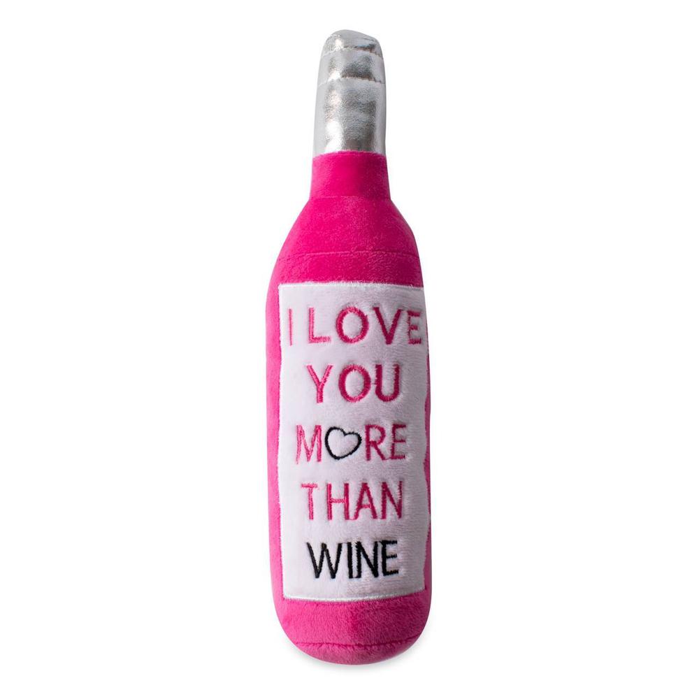 Fringe Studio Love You More Than Wine Plush Squeaker Valentine's Dog Toy, 0848404148740
