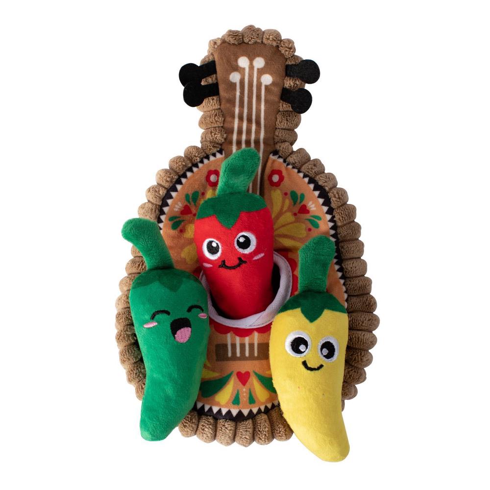 Fringe Studio Fiesta Till You Siesta Guitar & Chili Hide & Seek Burrow Dog Toy, 0848404171656