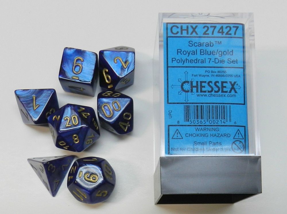 Chessex Polyhedral Dice - 7D Scarab Royal Blue/Gold Set by Chessex - ISBN: 0850365002146