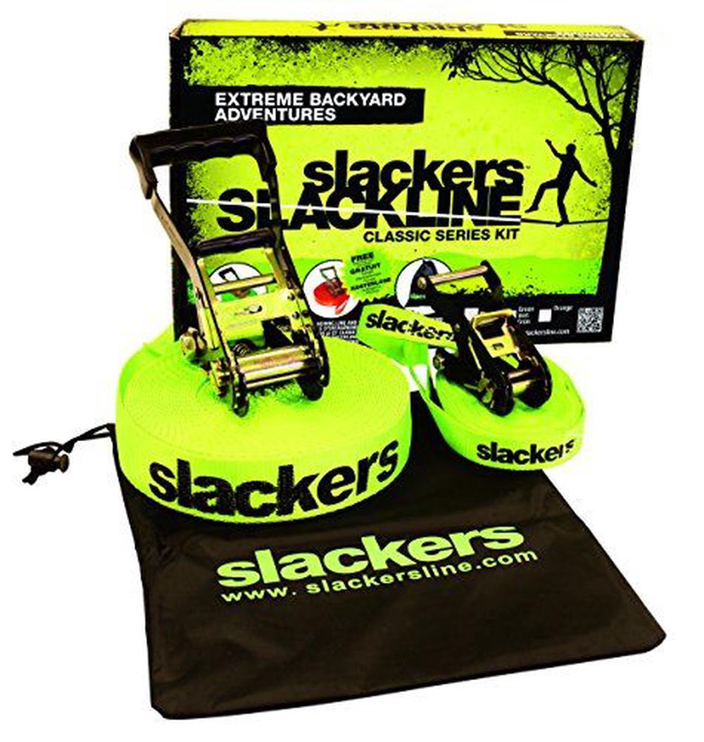 50-Feet Slackline Classic Set With Bonus Teaching Line - 15m, 0850610003867