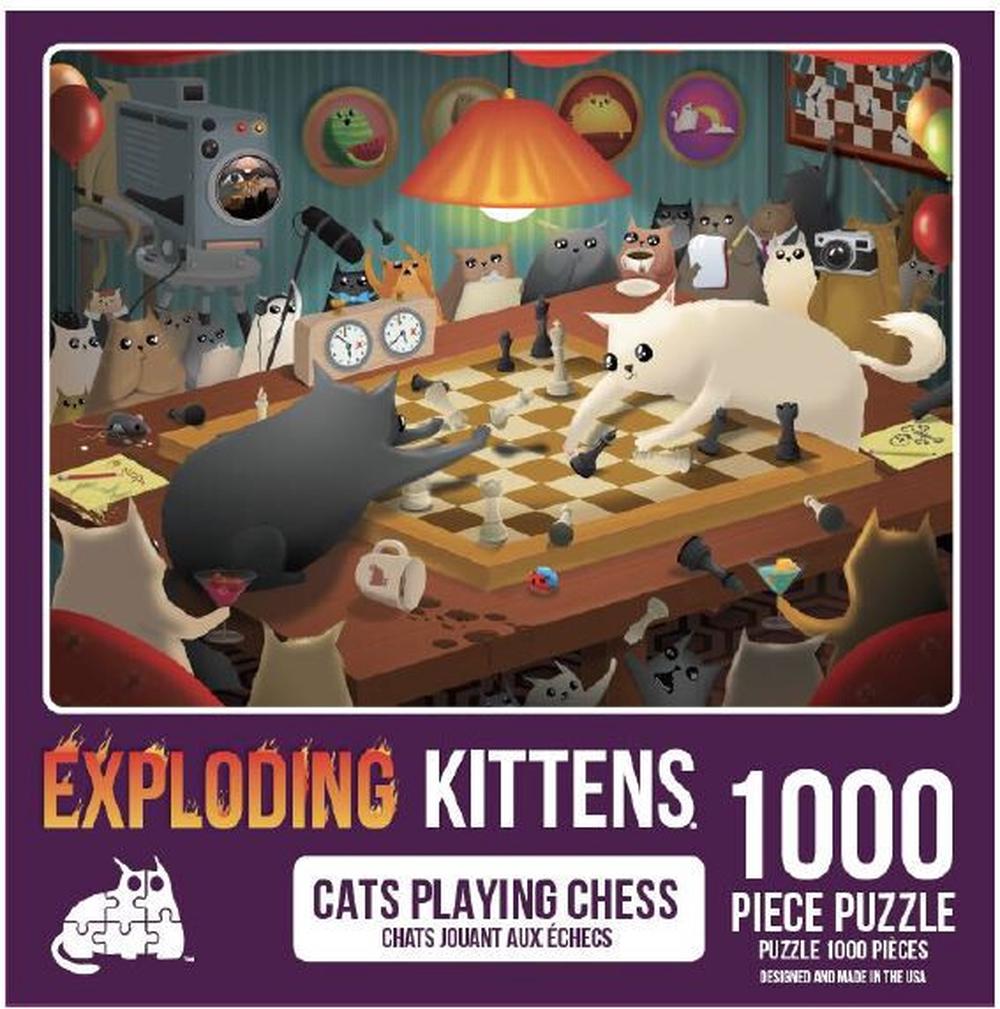 Exploding Kittens Cats Playing Chess Jigsaw Puzzle, 1000 Piece, 0852131006846