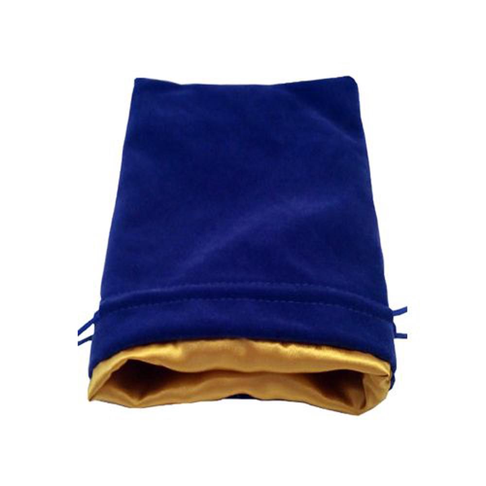 Large Velvet Dice Bag With Gold Satin Lining (Blue), 0852678888875