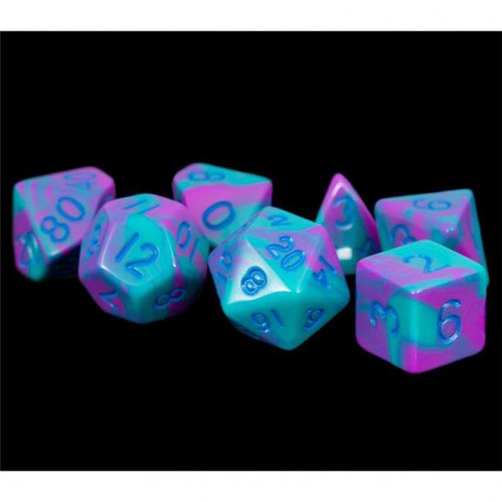 Metallic Dice Games Acrylic Dice Set Blue Numbers (Purple/Teal) Buy