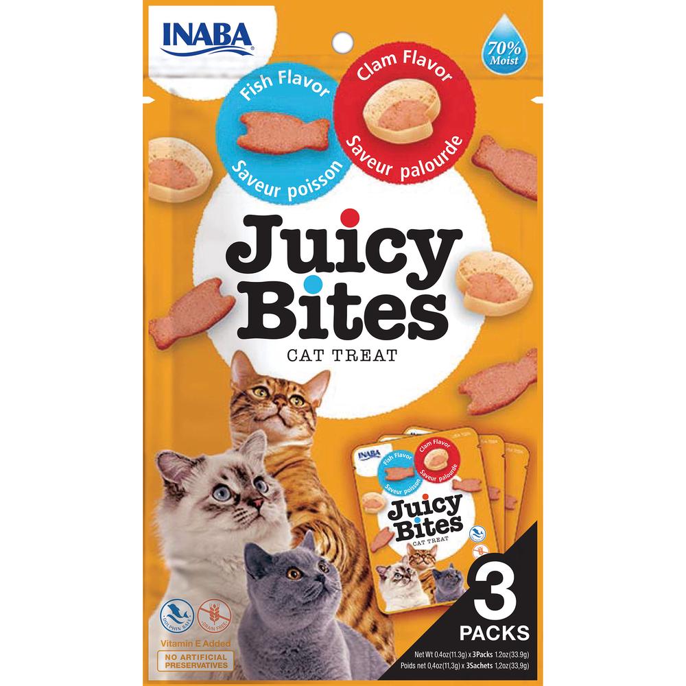 Cat Juicy Bites Fish & Clam, 6 Pack - 34g, 0857276007499