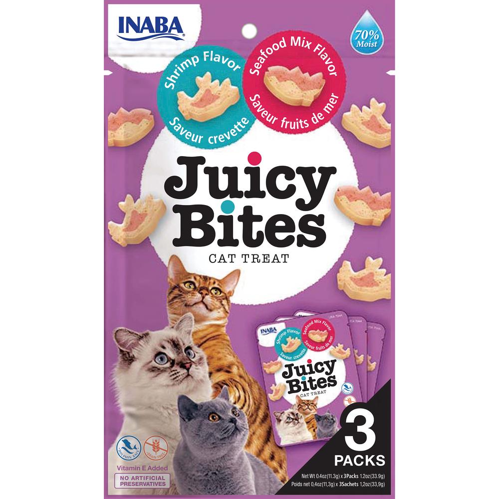 Cat Juicy Bites Shrimp & Seafood Mix, 6 Pack - 34g, 0857276007505