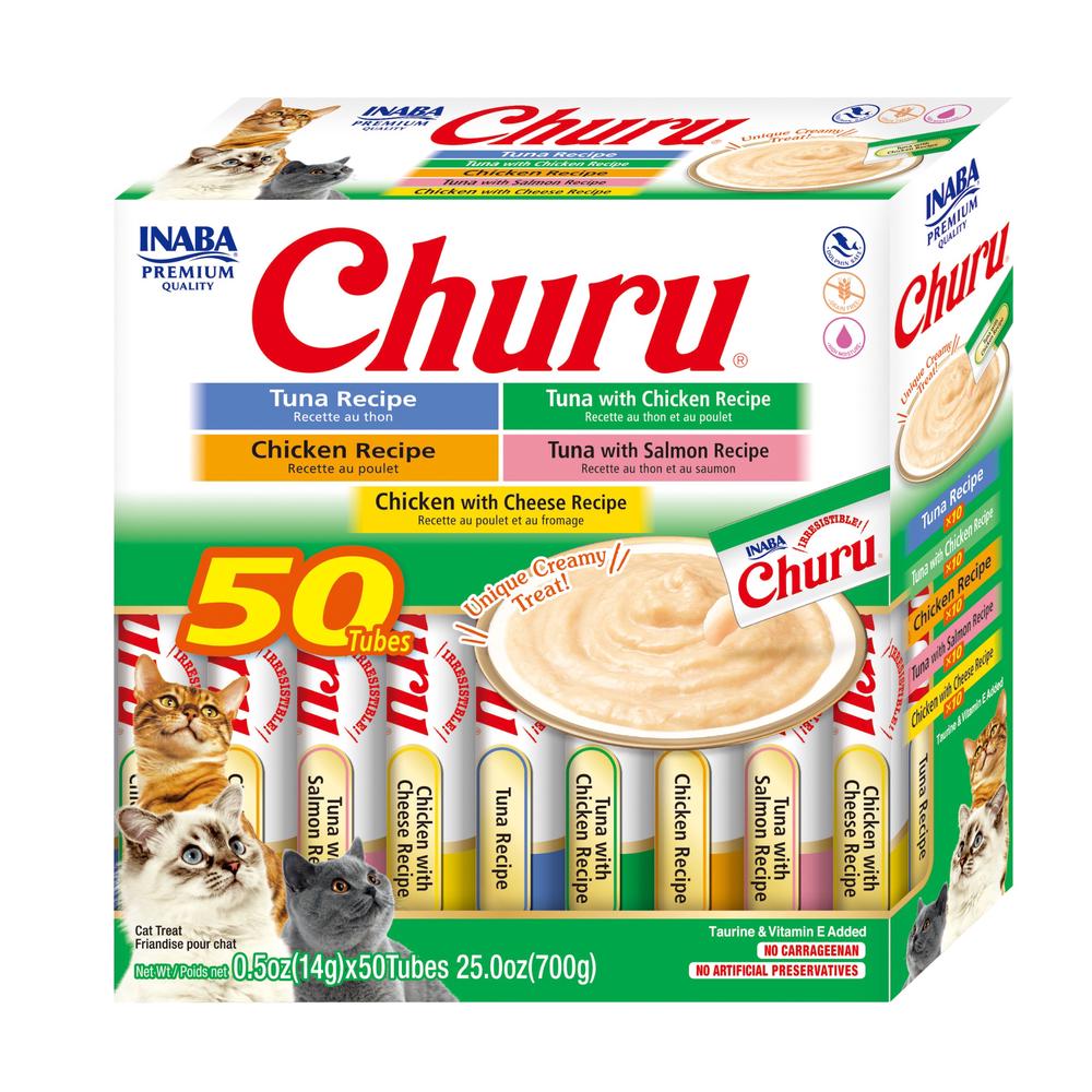 Inaba Cat Churu Puree Tuna Chicken Varieties Tub, 50 Pack, 0857276007697