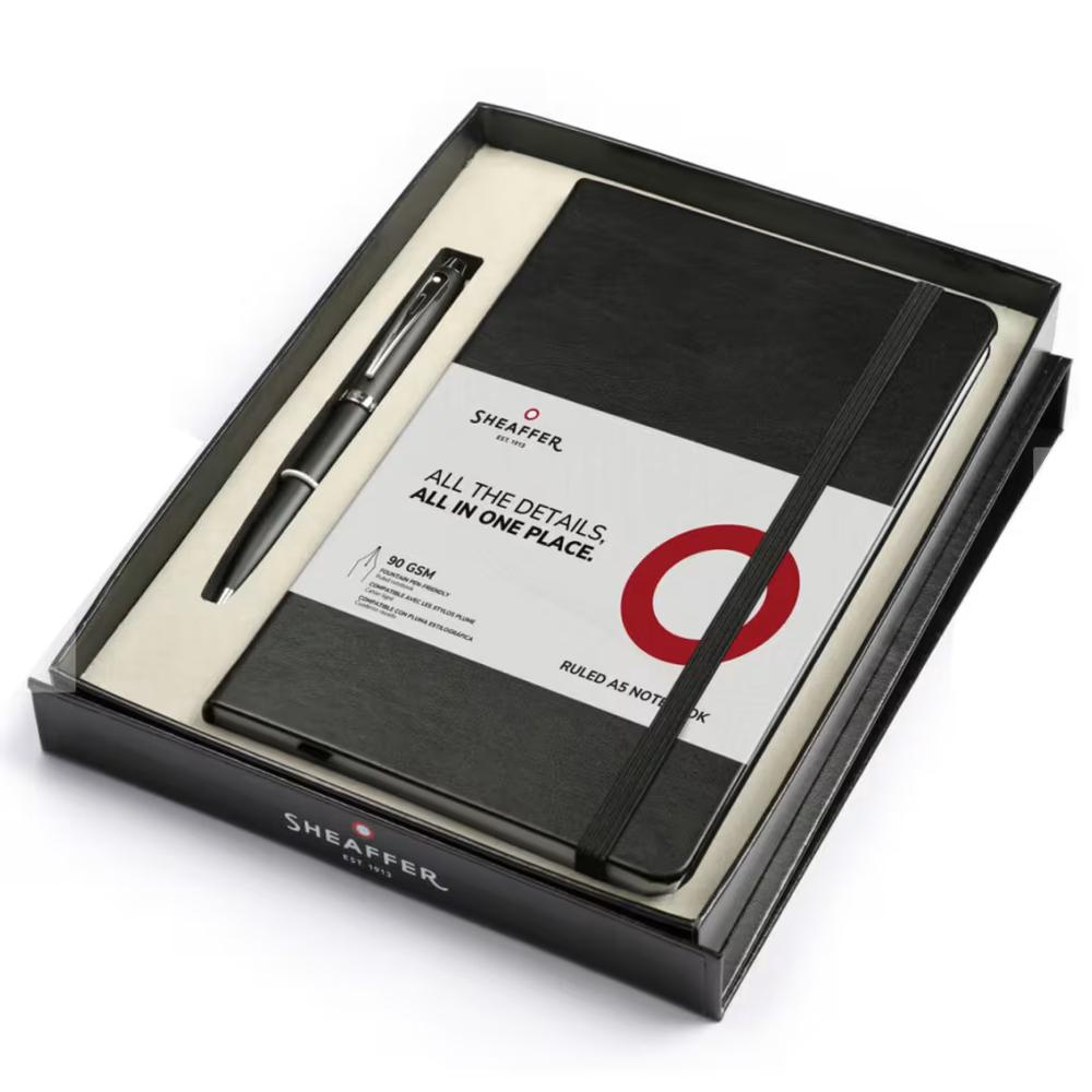 100 Matte Black Nickel Ballpoint Pen+A5 Notebook, 0880029792359
