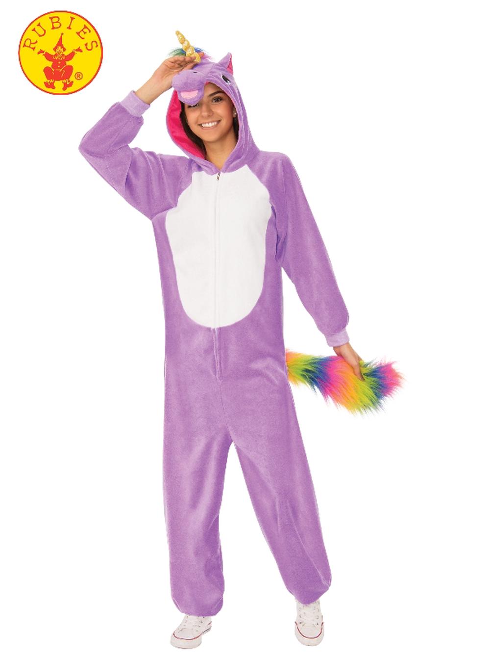 Rubies Purple Unicorn Hooded Onesie Costume - Adult-Smal-Medium, 0883028358427