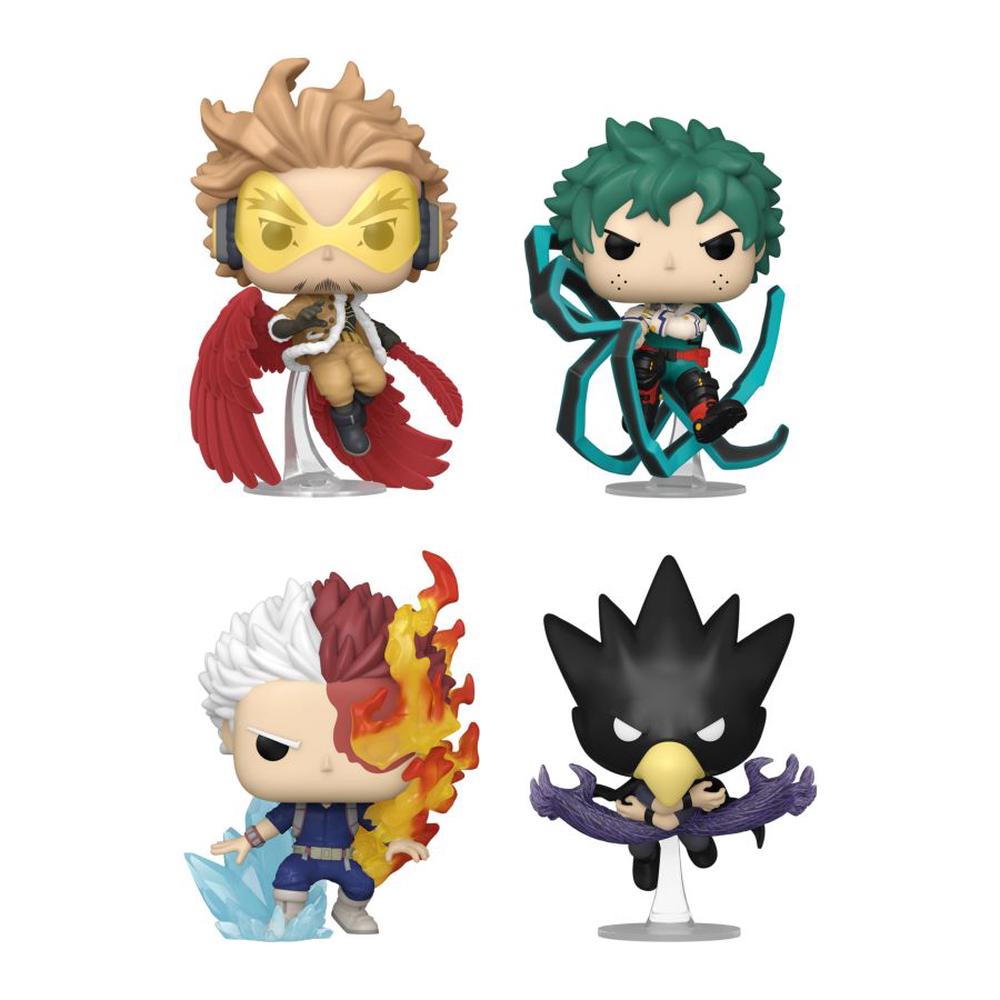 Funko My Hero Academia - Hawks, Midoriya, Todoroki, Tokoyami US Exclusive Flocked Pop!, 4 Pack - 4 Inch, 0889698780452