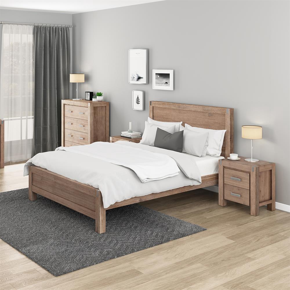 Melbournians Furniture Nowra Bedroom Suite with Tallboy, 4 Piece (Oak) King Single Buy