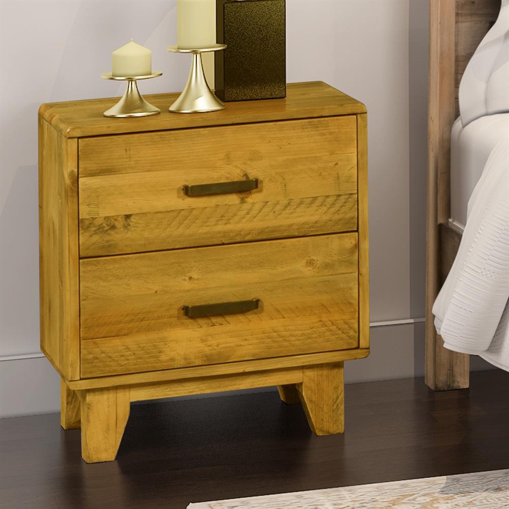 Melbournians Furniture Woodstyle 2Drawer Bedside Table (Light Brown