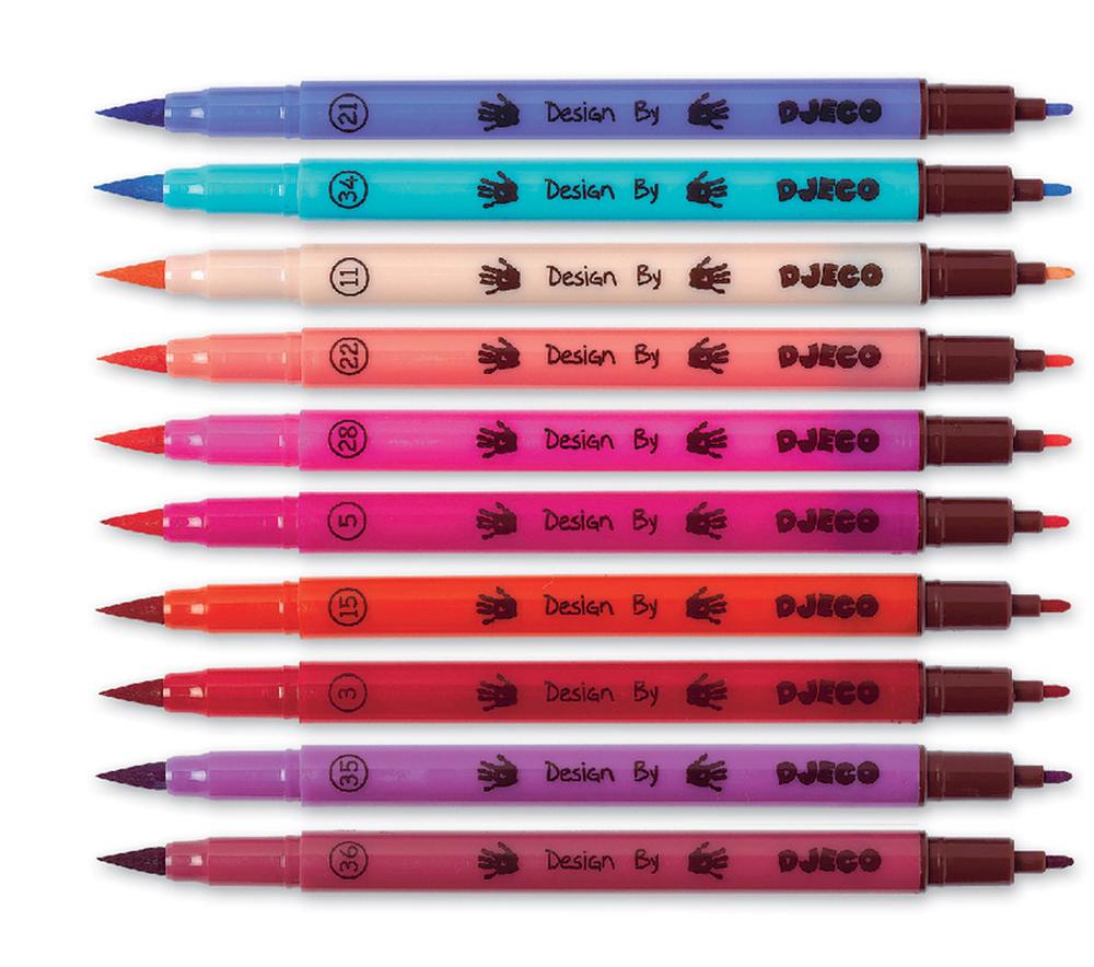 Djeco Felt Tip Brush Pen, Set of 10 (Girl) | Buy online at The Nile