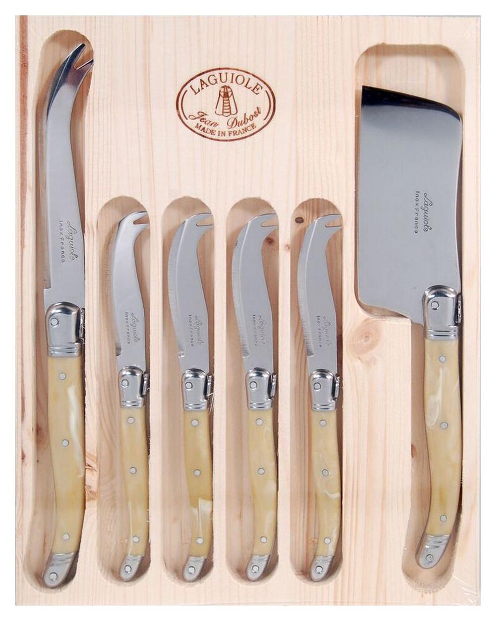 Jean Dubost Laguiole Cheese Cleaver & Knife Set (Light Horn) Buy