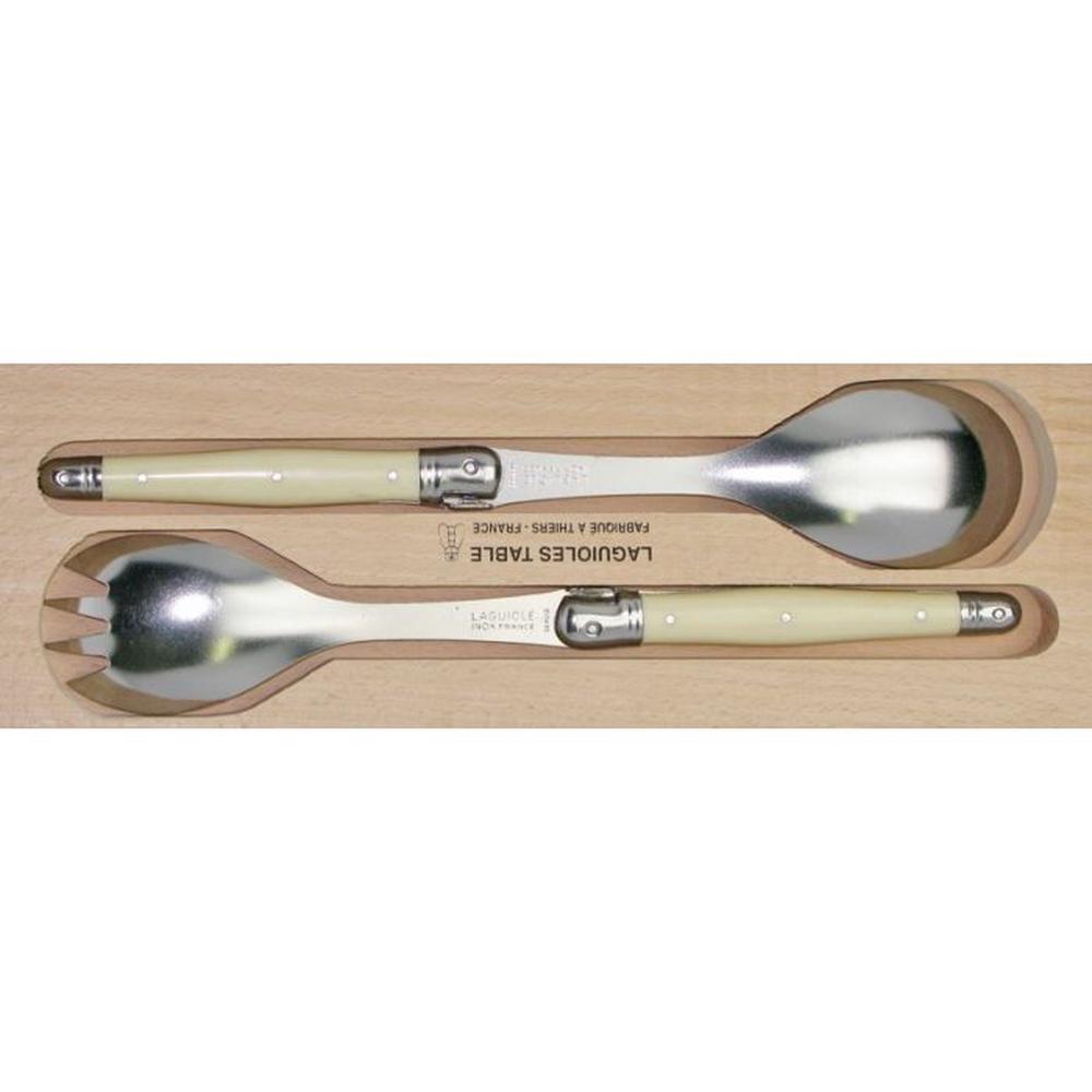 Laguiole by Andre Verdier Debutant Salad Server, Set of 2 (Stainless Steel/Ivory) - 27cm, 3289490000081