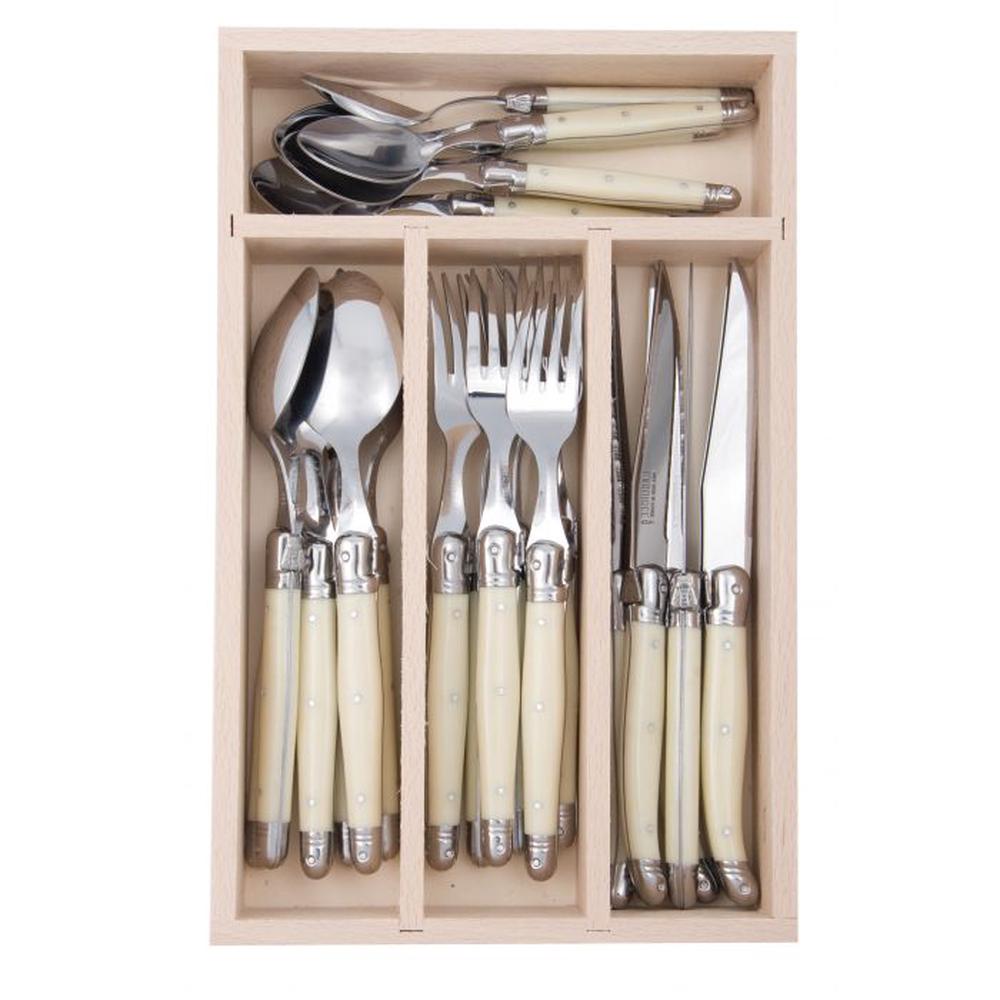 Laguiole by Andre Verdier Debutant Cutlery Set, 24 Piece (Stainless Steel/Ivory), 3289490000432