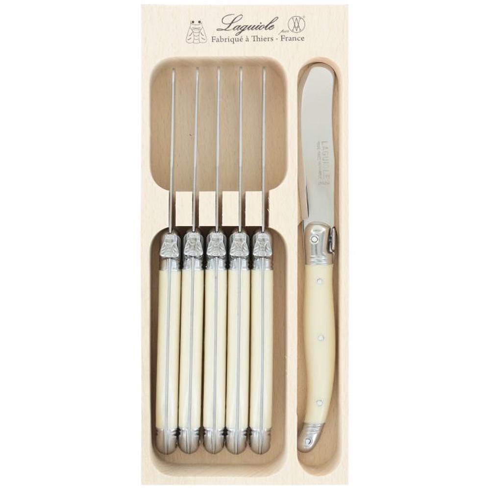 Laguiole by Andre Verdier Debutant Butter Knife, Set of 6 (Stainless Steel/Ivory) - 17cm, 3289490003303