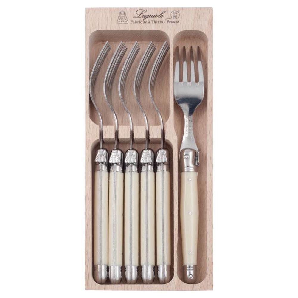 Laguiole by Andre Verdier Debutant Table Fork, Set of 6 (Stainless Steel/Ivory) - 21.5cm, 3289490005666