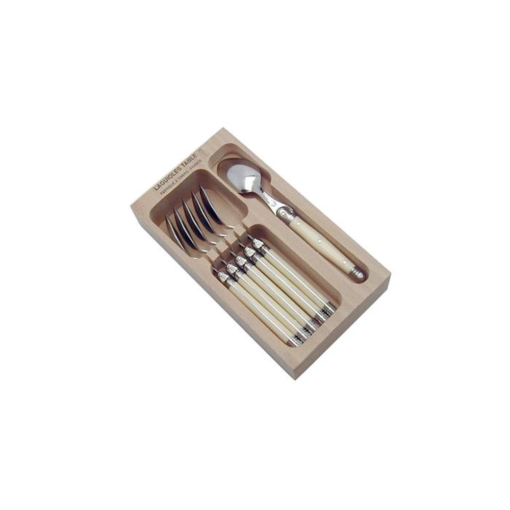 Laguiole by Andre Verdier Debutant Dessert Spoon, Set of 6 (Stainless Steel/Ivory) - 23.5cm, 3289490005680