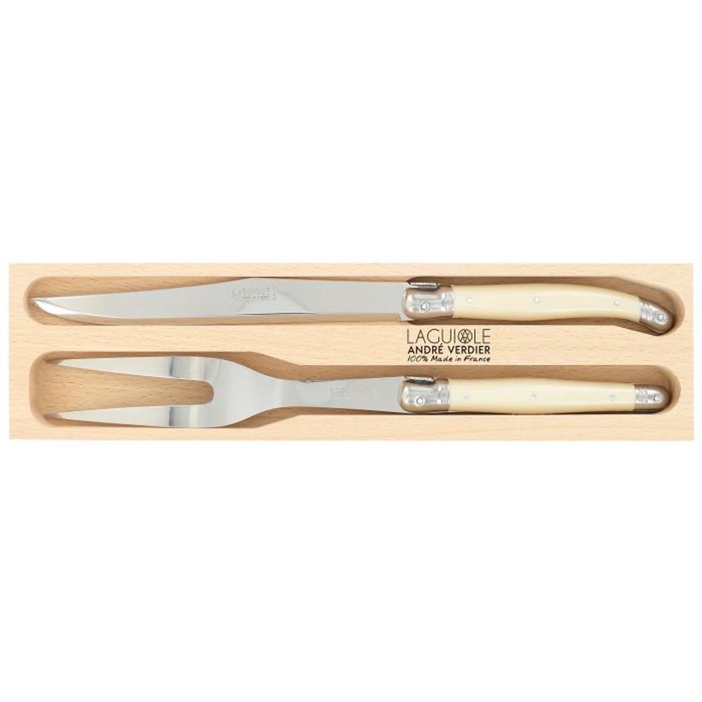 Laguiole by Andre Verdier Debutant Carving Set, 2 Piece (Stainless Steel/Ivory), 3289490006380