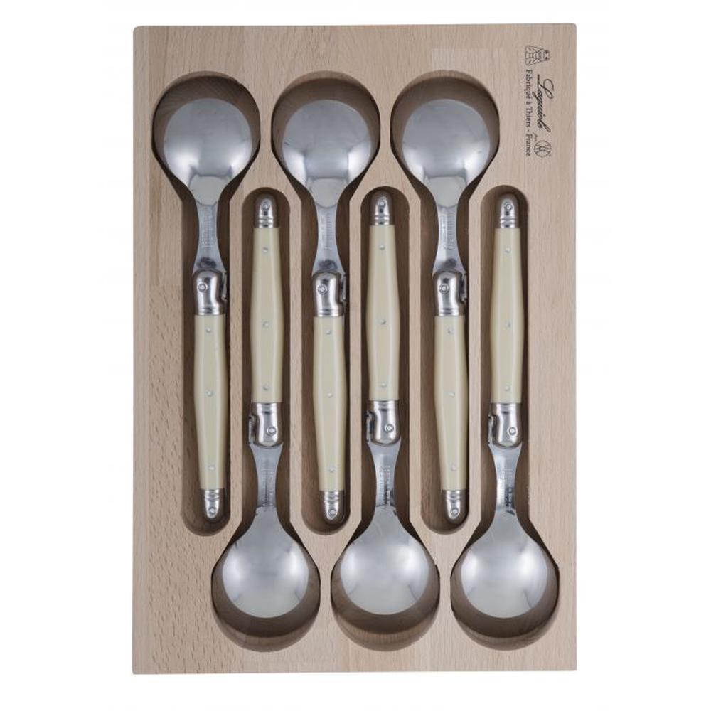 Laguiole by Andre Verdier Debutant Soup Spoon, Set of 6 (Stainless Steel/Ivory) - 23.5cm, 3289490015634
