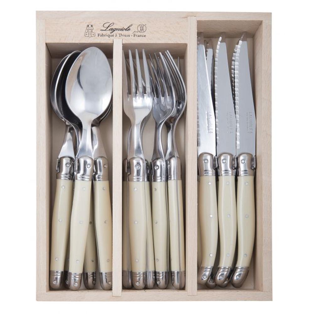 Laguiole by Andre Verdier Debutant Cutlery Set, 18 Piece (Stainless Steel/Ivory) Buy online at