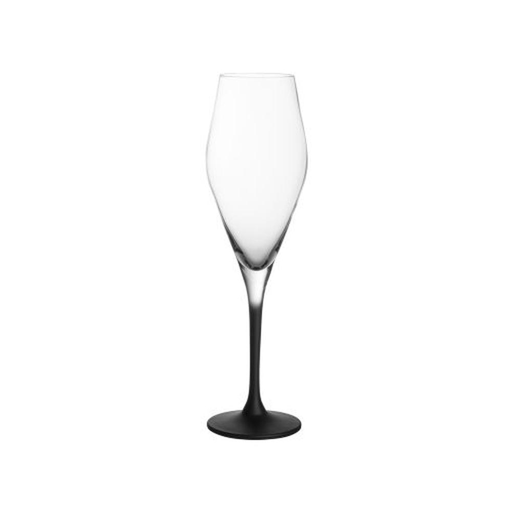 Villeroy & Boch Manufacture Rock Champagne Flute Set, 4 Pieces (Clear/Black), 4003686402829