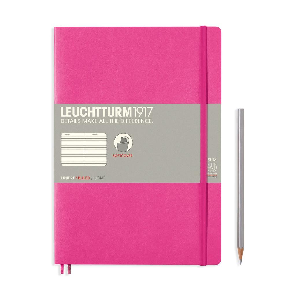 Leuchtturm1917 Notebook Softcover Composition, Ruled, 121 Pages (New Pink) - B5, 4004117468247