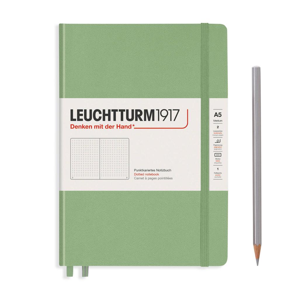 Leuchtturm1917 Notebook Hardcover, Dotted, 251 Numbered Pages (Sage) - A5, 4004117570001