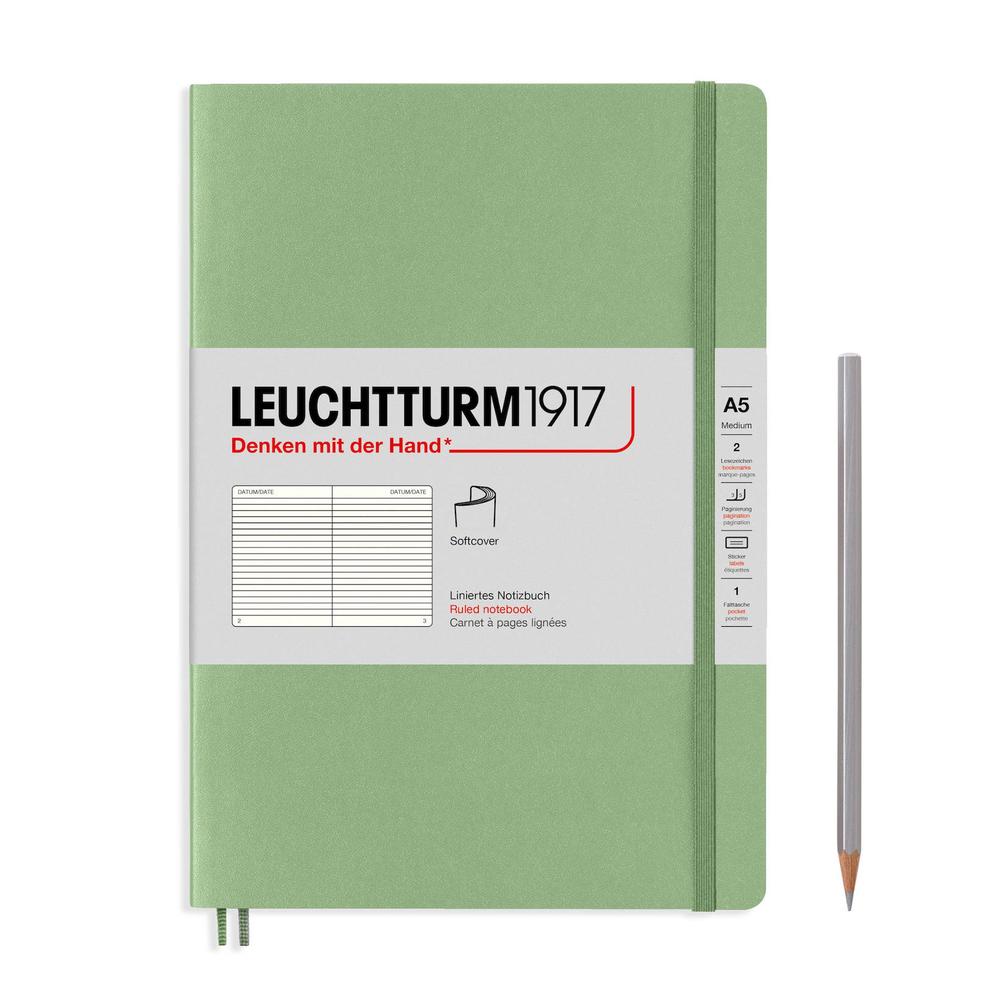 Leuchtturm1917 Notebook Softcover, Ruled, 251 Numbered Pages (Sage) - A5, 4004117570063