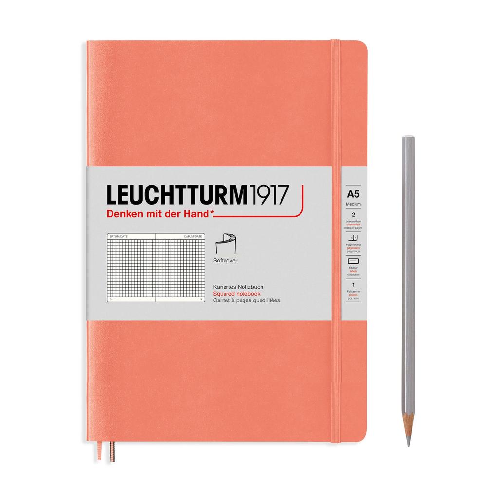 Leuchtturm1917 Notebook Softcover, Squared, 123 Numbered Pages (Bellini) - A5, 4004117570117