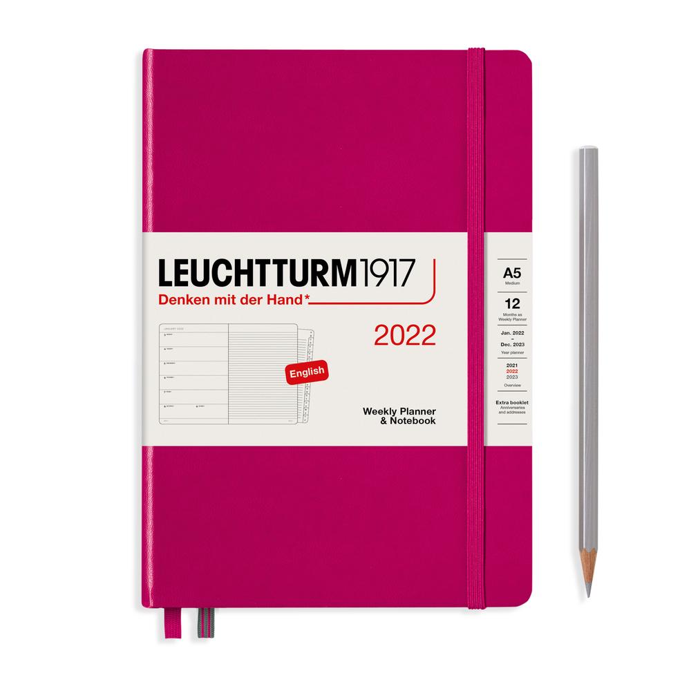 Leuchtturm1917: 2022 Weekly Planner & Notebook with Extra Booklet (Berry) - A5 Medium, 4004117591471