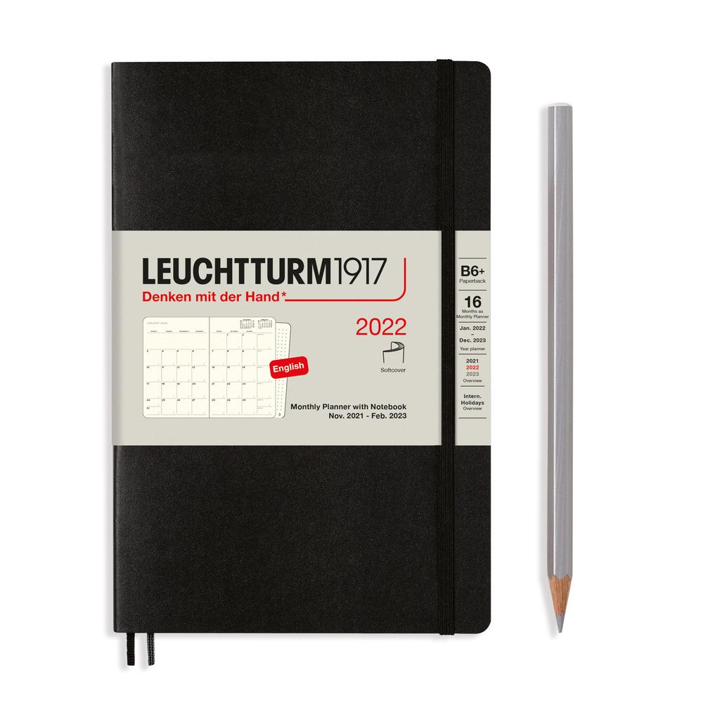 Leuchtturm1917 2022 Monthly Planner with Notebook B6+ (Black