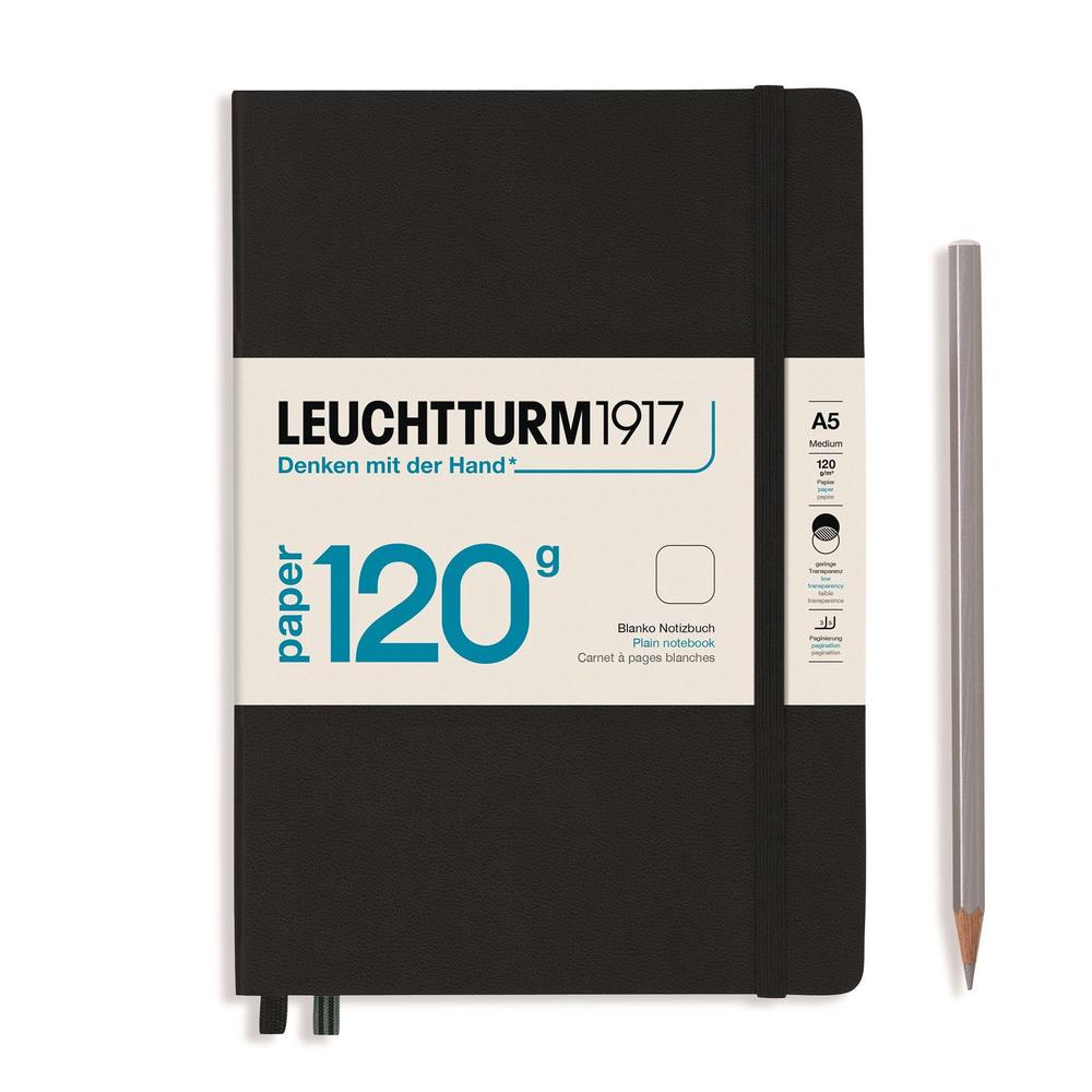 Leuchtturm1917: 120g Edition Plain Notebook (Black) - A5 Medium, 4004117597008