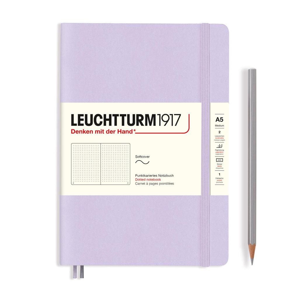 Leuchtturm1917 Softcover Medium Dotted Notebook, 123 Page (Lilac) - A5, 4004117609466