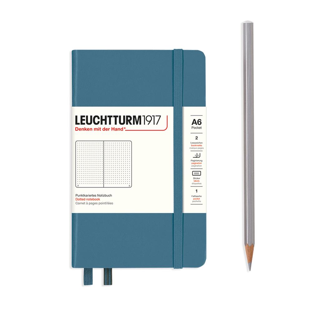 Leuchtturm1917 Hardcover Dotted Pocket Notebook, 187 Page (Stone Blue) - A6, 4004117610721