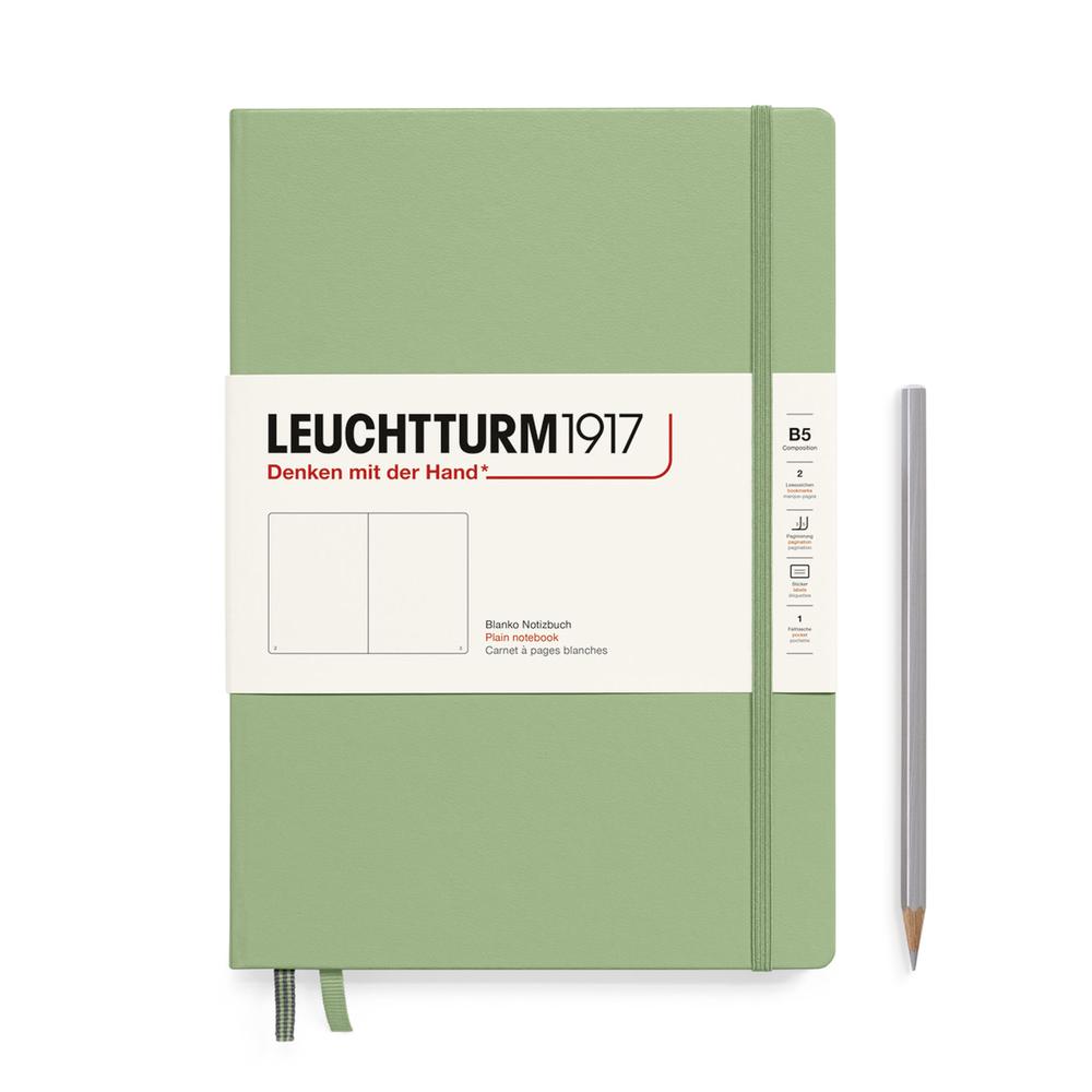 Leuchtturm1917 Composition Hardcover Plain Notebook, 219 Numbered Page (Sage) - B5, 4004117616044