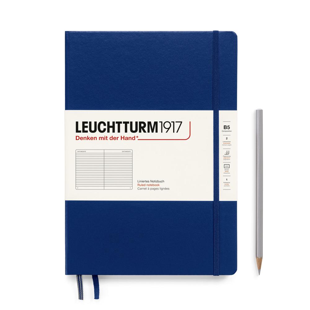 Leuchtturm1917 Composition Hardcover Ruled Notebook, 219 Numbered Page (Navy) - B5, 4004117616129