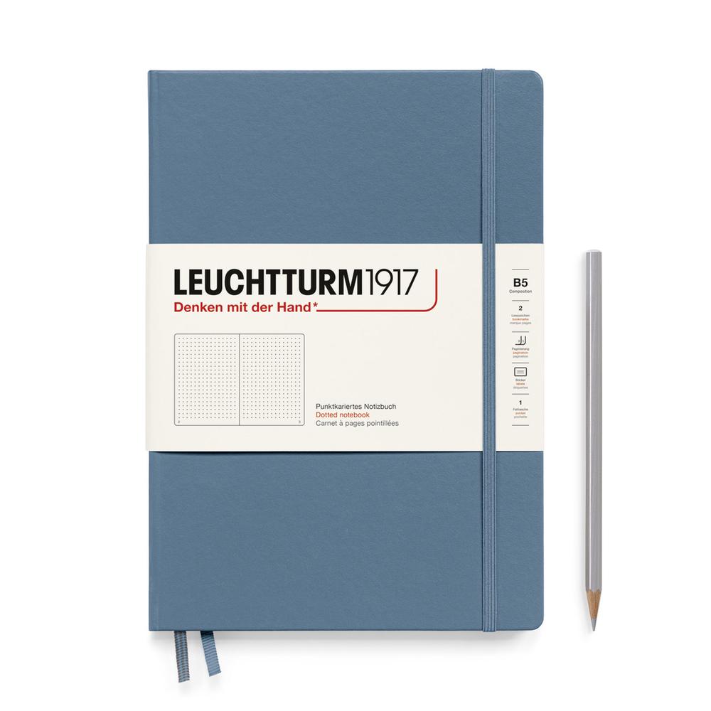 Leuchtturm1917 Composition Hardcover Dotted Notebook, 219 Numbered Page (Stone Blue) - B5, 4004117616143