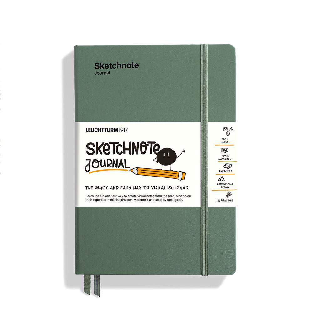 Leuchtturm1917 Hardcover Medium Sketchnote Journal, 186 Numbered Page (Olive) - A5, 4004117616464