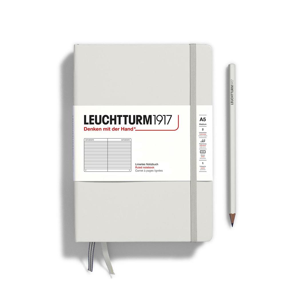 Hardcover Medium A5 Notebook, 251 Pages, Ruled (Light Grey), 4004117625862