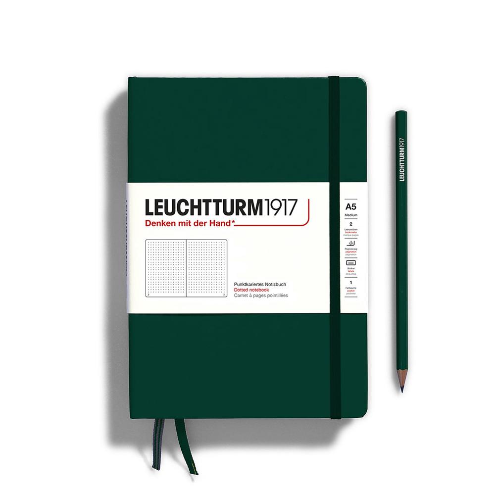 Hardcover Medium A5 Notebook, 251 Pages, Dotted (Forest Green), 4004117625930