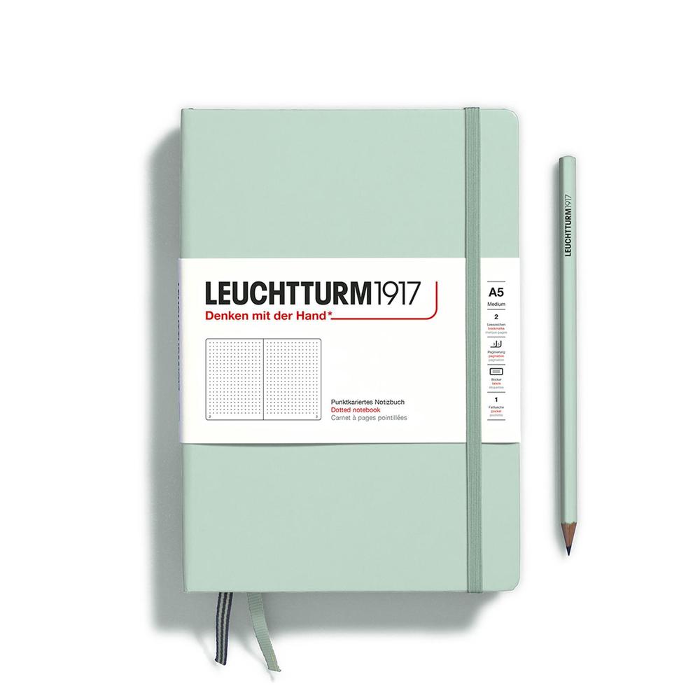 Leuchtturm1917 Hardcover Medium A5 Notebook, 251 Pages, Dotted (Mint Green), 4004117625978