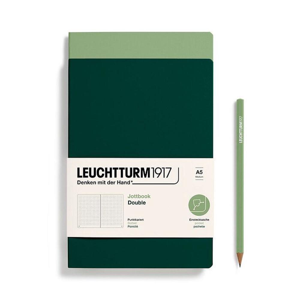 Leuchtturm1917 Jottbook Dotted, Double Pack (Sage and Forest Green) - A5, 4004117633058