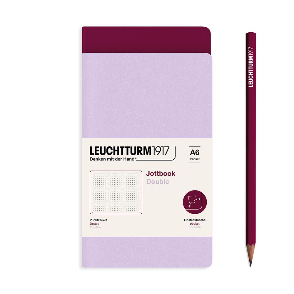 Leuchtturm1917 Jottbook Dotted, Double Pack, 59 Numbered Pages (Lilac and Port Red) - A6, 4004117633157