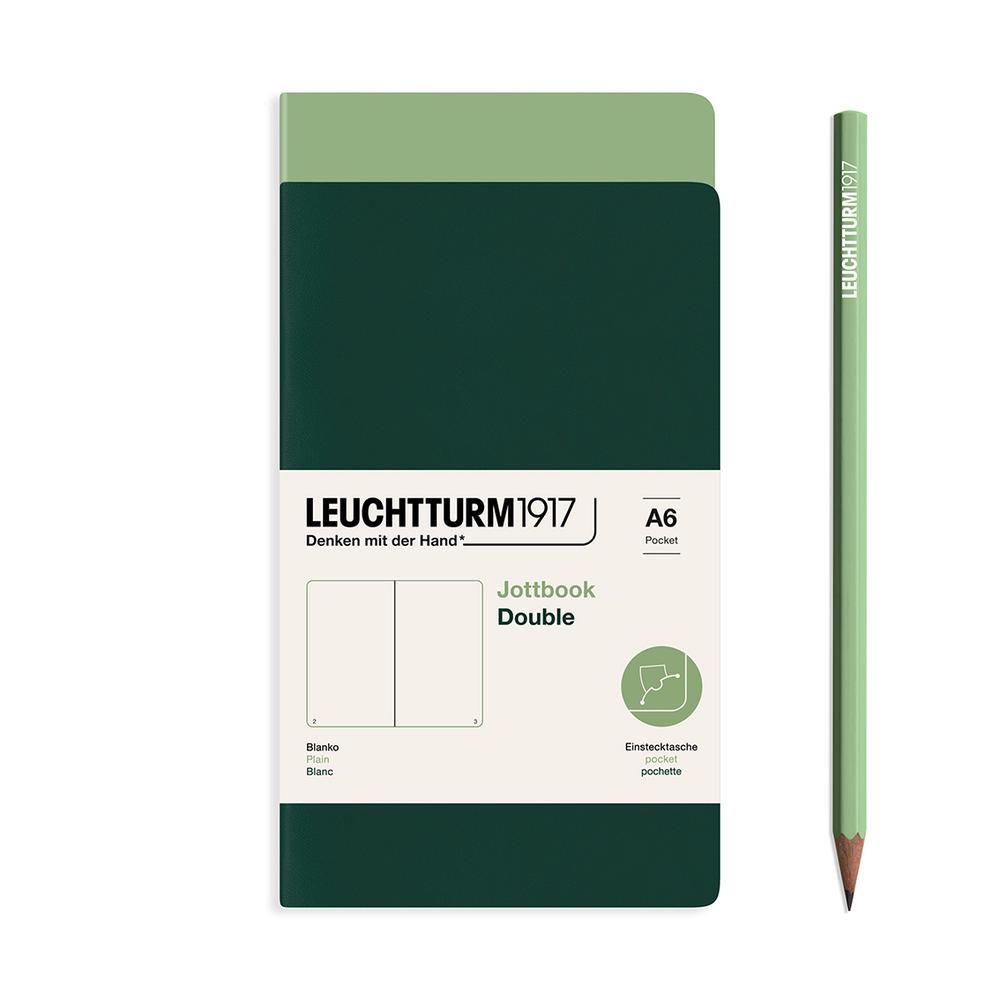 Leuchtturm1917 Jottbook Plain, Double Pack, 59 Numbered Pages (Sage and Forest Green) - A6, 4004117633201