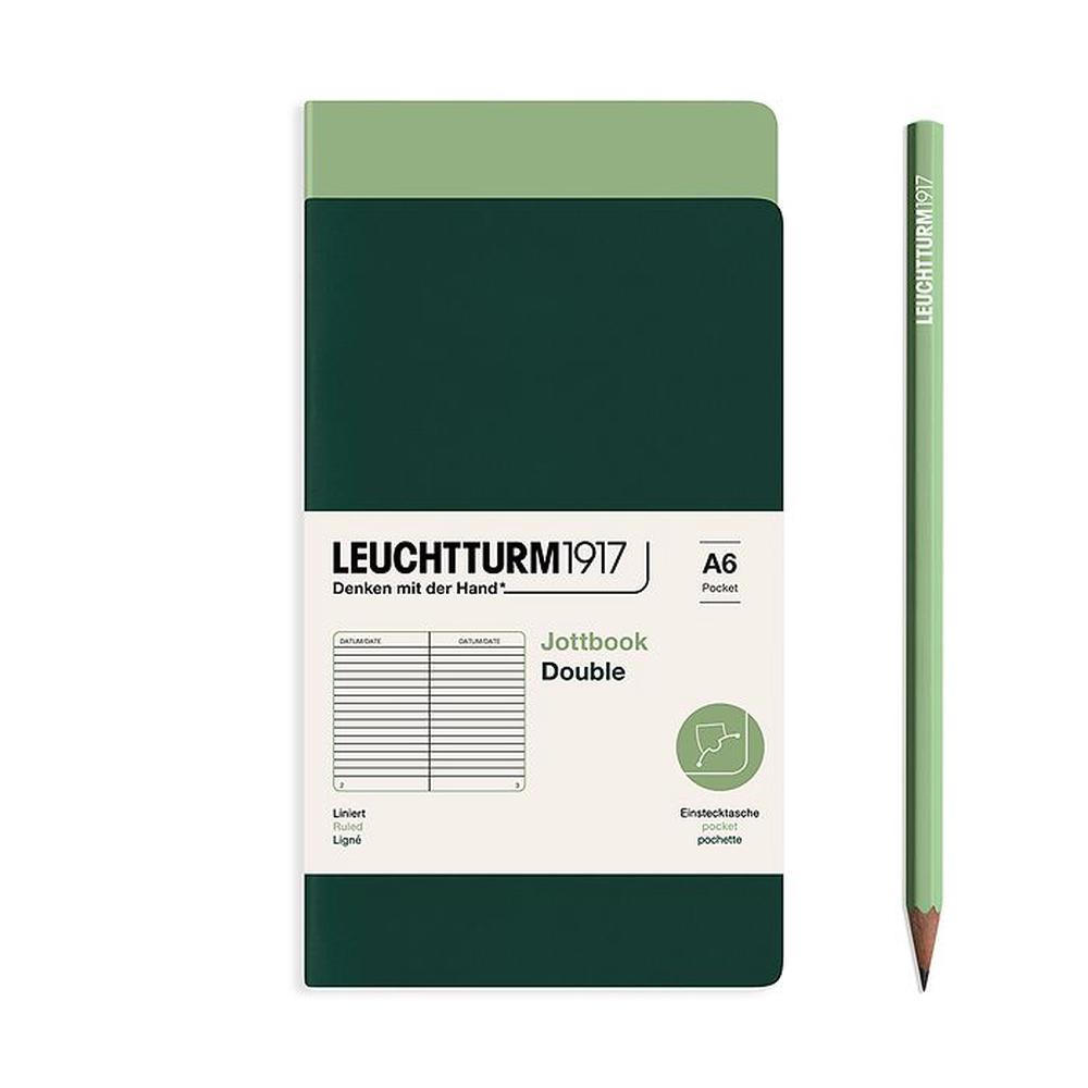 Leuchtturm1917 Jottbook Ruled, Double Pack, 59 Numbered Pages (Sage and Forest Green) - A6, 4004117633225