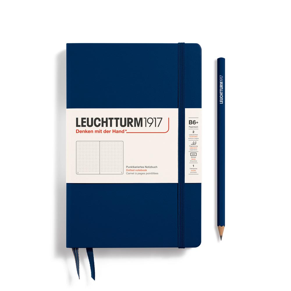 Leuchtturm1917 Notebook Hardcover Paperback, Dotted, 123 Pages (Navy) - B6+, 4004117635632