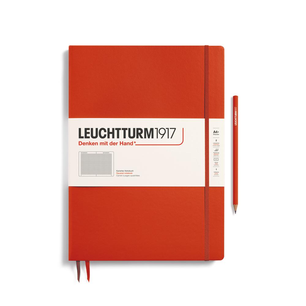Leuchtturm1917 Notebook Hardcover Master Slim, Squared, 123 Numbered Pages (Fox Red) - A4+, 4004117647581