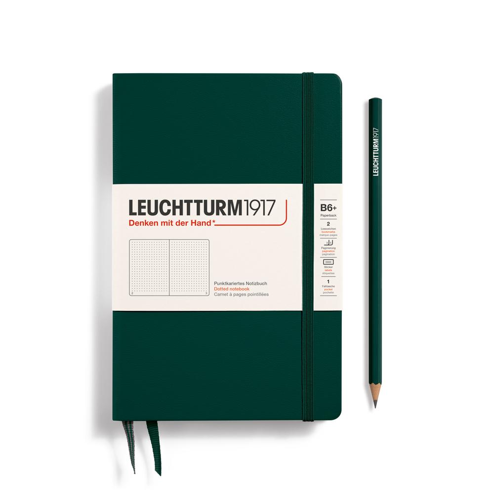 Leuchtturm1917 Notebook Hardcover Paperback, Dotted, 219 Pages (Forest Green) - B6+, 4004117647765