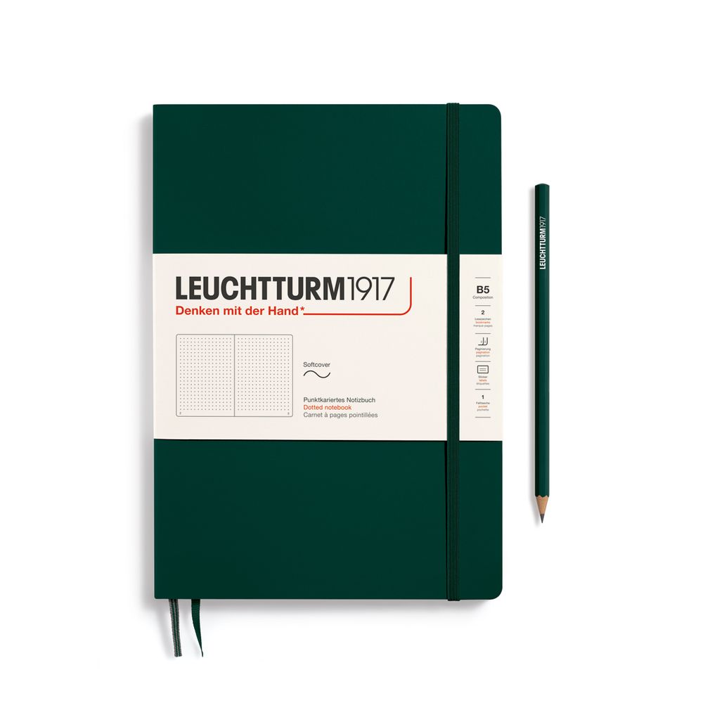 Leuchtturm1917 Notebook Softcover Composition, Dotted, 123 Pages (Forest Green) - B5 by Leuchtturm1917 - ISBN: 4004117647970